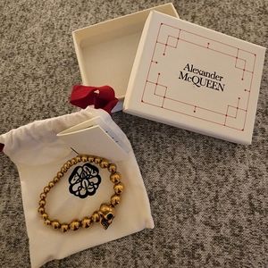 Alexander McQueen Skull Bracelet Gold Tone